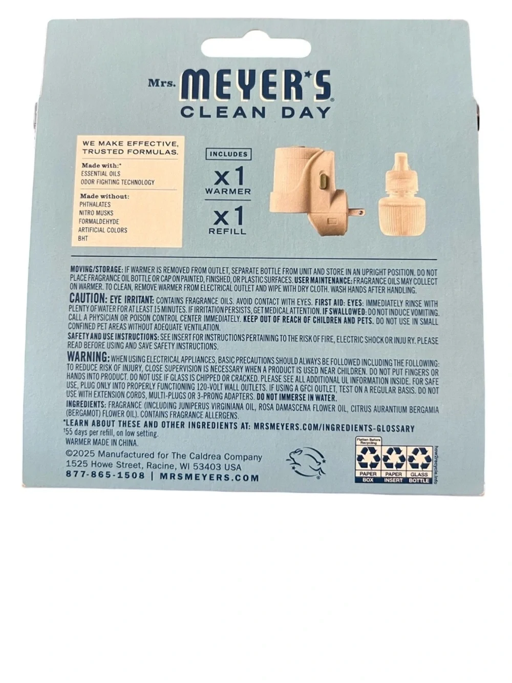 NWT Mrs. Meyer’s Clean Day Rain Water Scented Oil Diffuser Kit 2 Pack